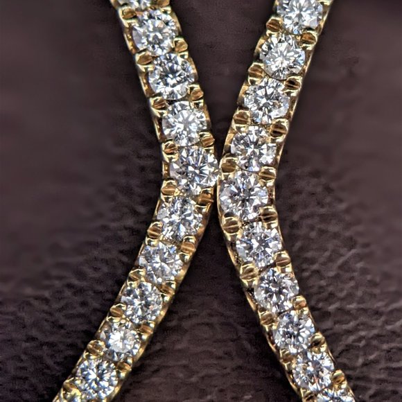 14K Diamond Geometric Hoop Earrings - Picture 5 of 5